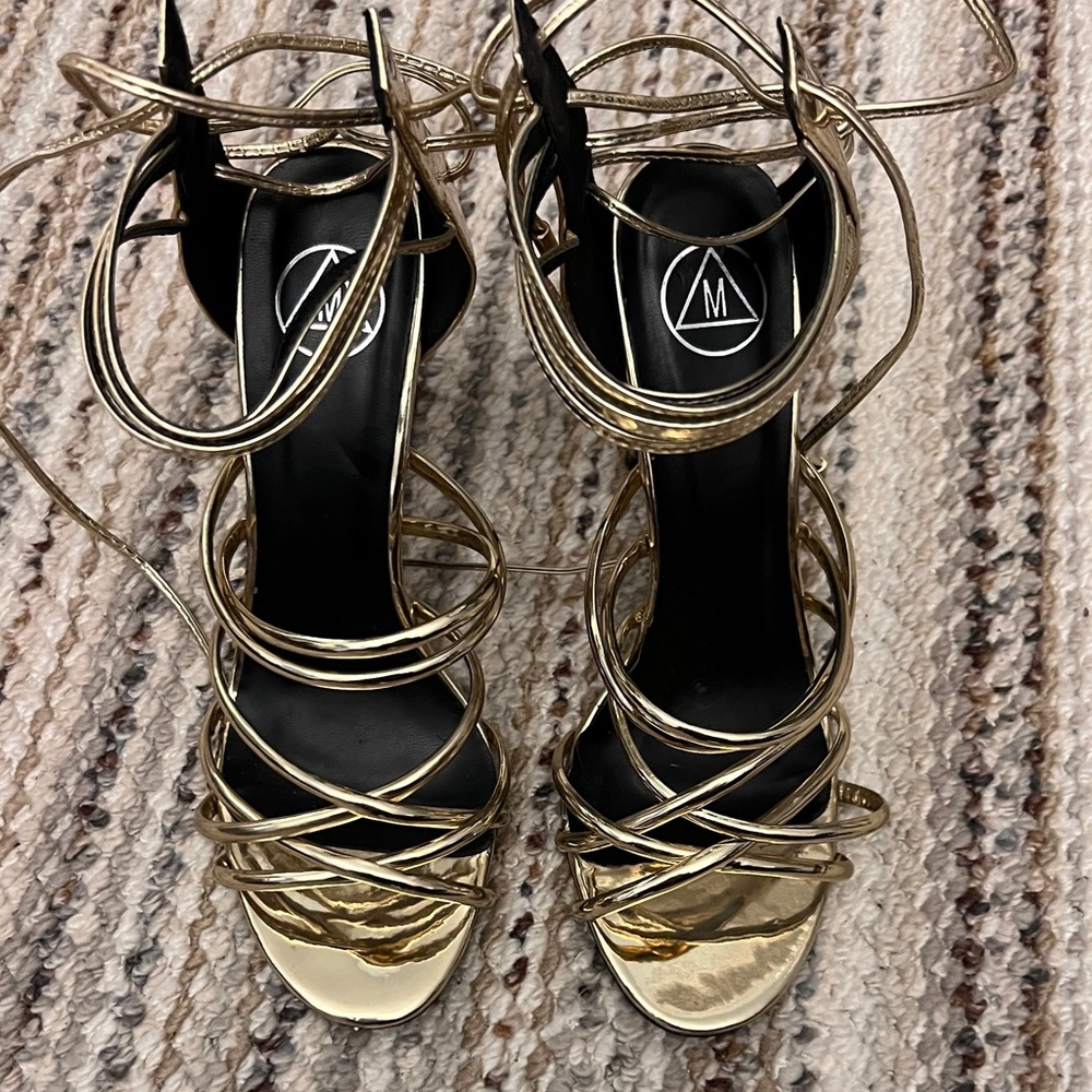 Missguided Gold Heeled Sandals